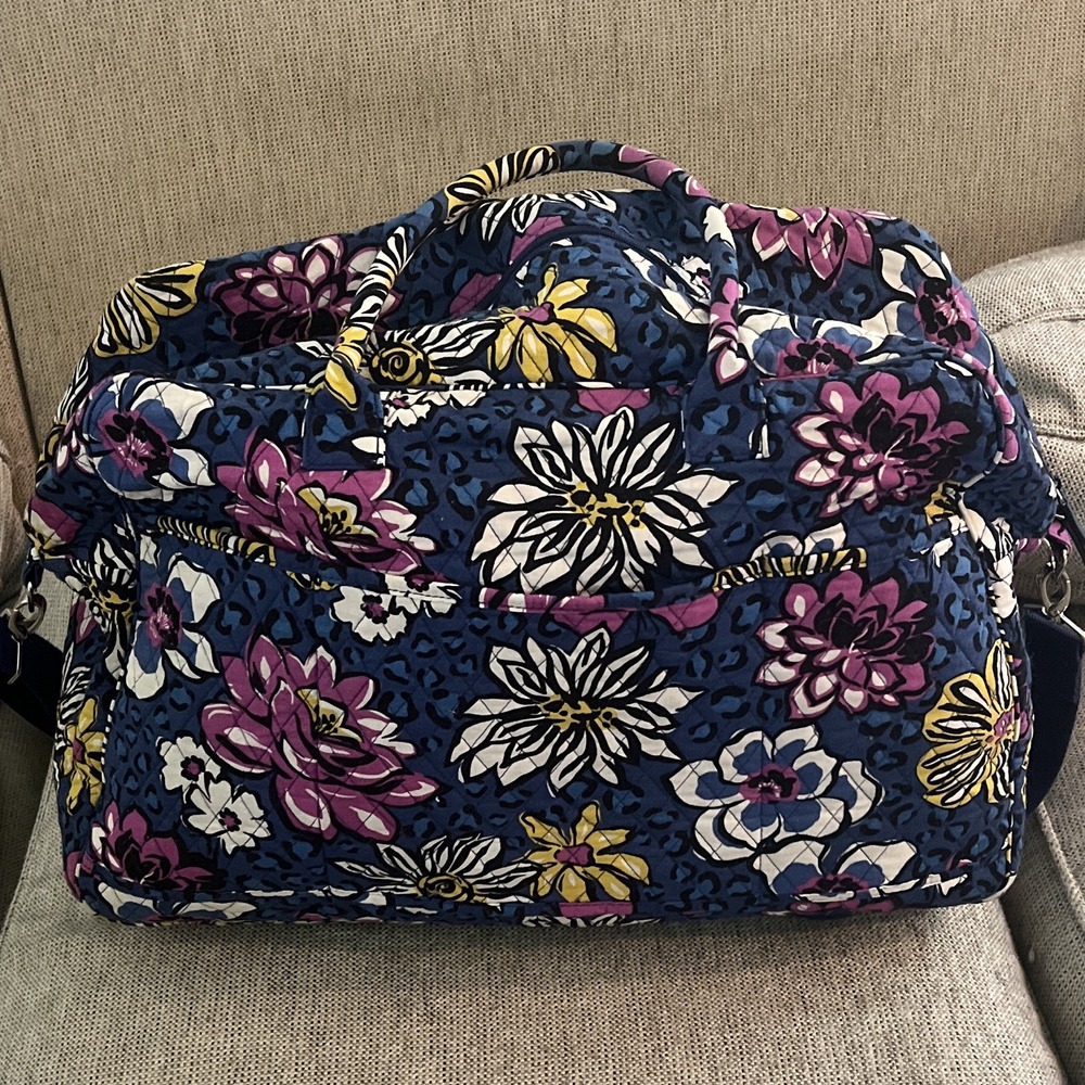 Vera Bradley African Violet Grand Traveler Bag Zip Detachable Adjustable Strap - Picture 4 of 8